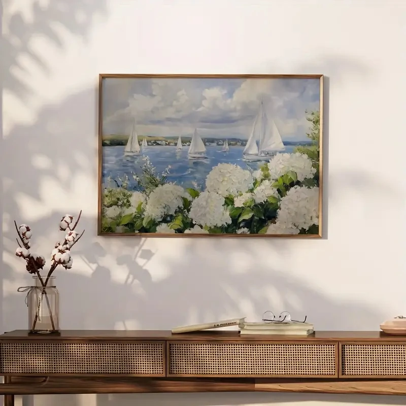 

1pcs Retro Sailing, Nautical Scenery, Wall Art, Beach House, Art Canvas Poster, Living Room, Bedroom, Home, Room Decoration