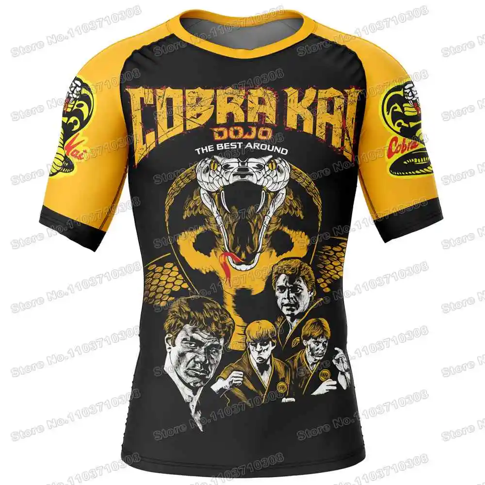 Cobra Kai Anime Rash Guards Surfing Jersey Beach Shirts Swimwear Diving Gym Shorts MMA BJJ Men Jiu Jitsu Fitness Sets