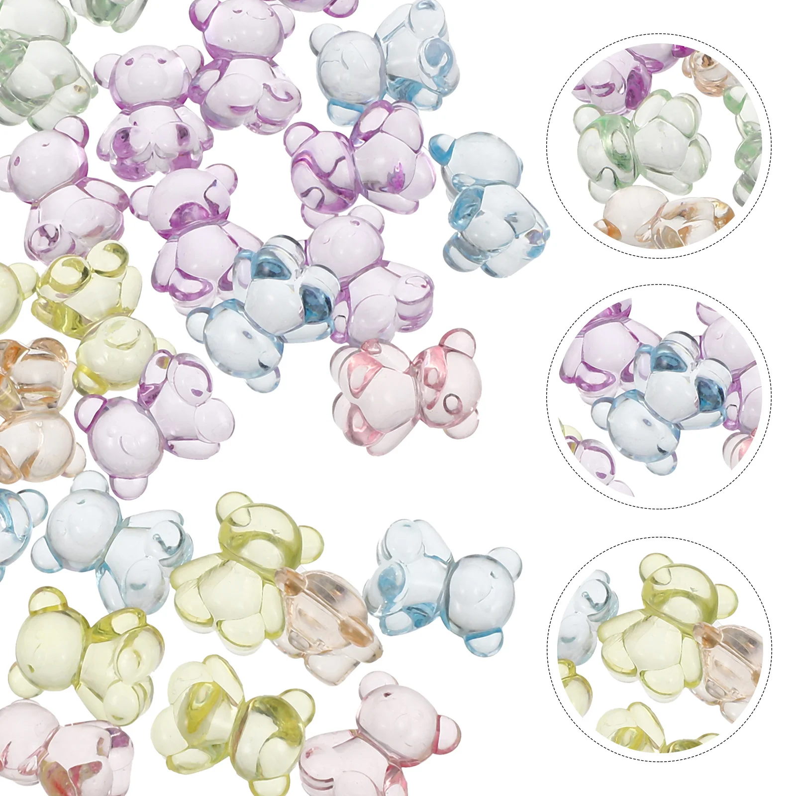 

100Pcs DIY Bear Beads Acrylic Loose for Jewelry Making Crafts Necklace Bracelet Hair Accessories Decoration Charms