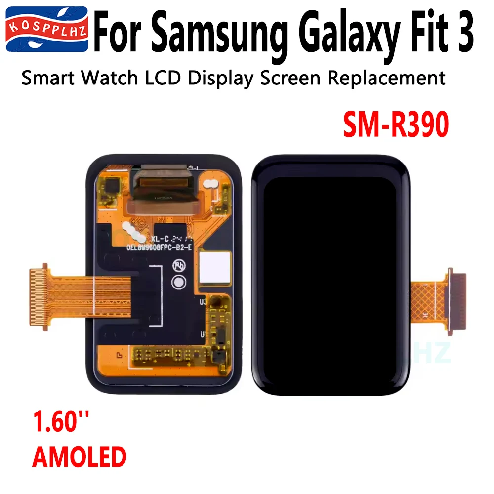 AMOLED 1,60 дюйма для Samsung Galaxy Fit 3, ЖК-дисплей с сенсорным экраном в сборе для Samsung Fit3 SM-R390, ЖК-дисплей AMOLED 1,60 дюйма для Samsung Galaxy Fit 3, ЖК-дисплей с сенсорным экраном в сборе для Samsung Fit3 SM-R390, ЖК-дисплей