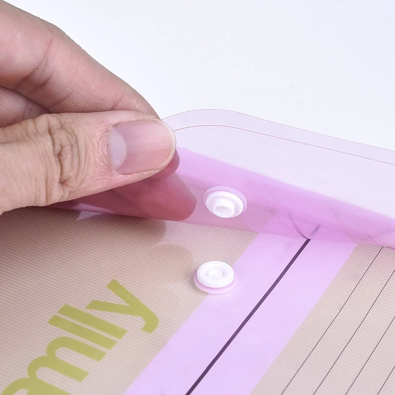 12Piece Multi File Envelope PVC Snap Button File Bag 6 Colors Plastic With Business Card Holder File Bag