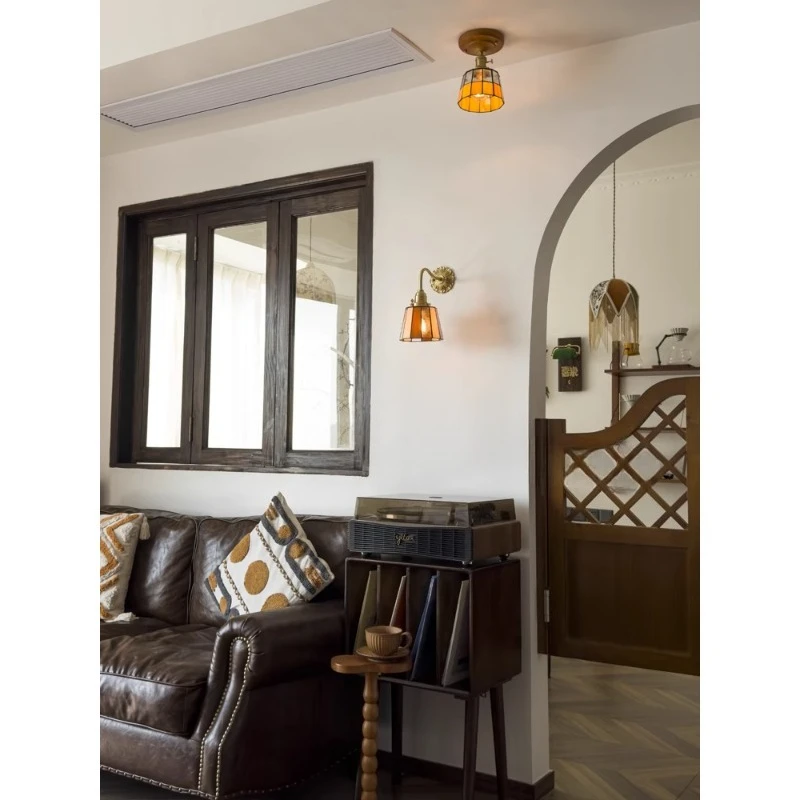 Coffee clothing store bedside lamp, medieval brass aisle small wall lamp