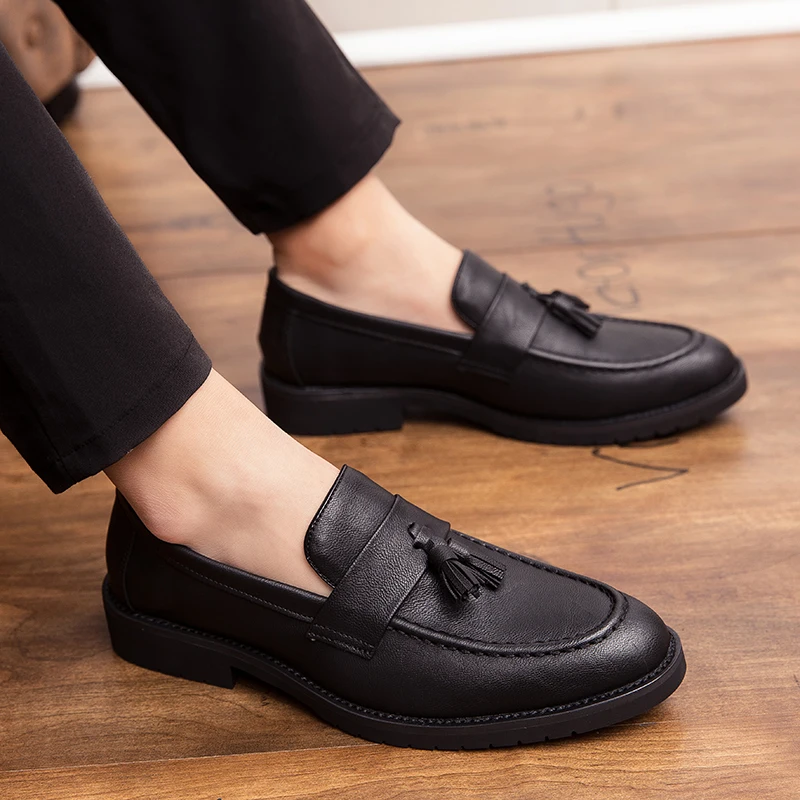 

Business Casual Shoes Soft Sole Comfortable Lazy Shoes British Fashion Men's Leather Tassel Shoes Male Walking Footwear
