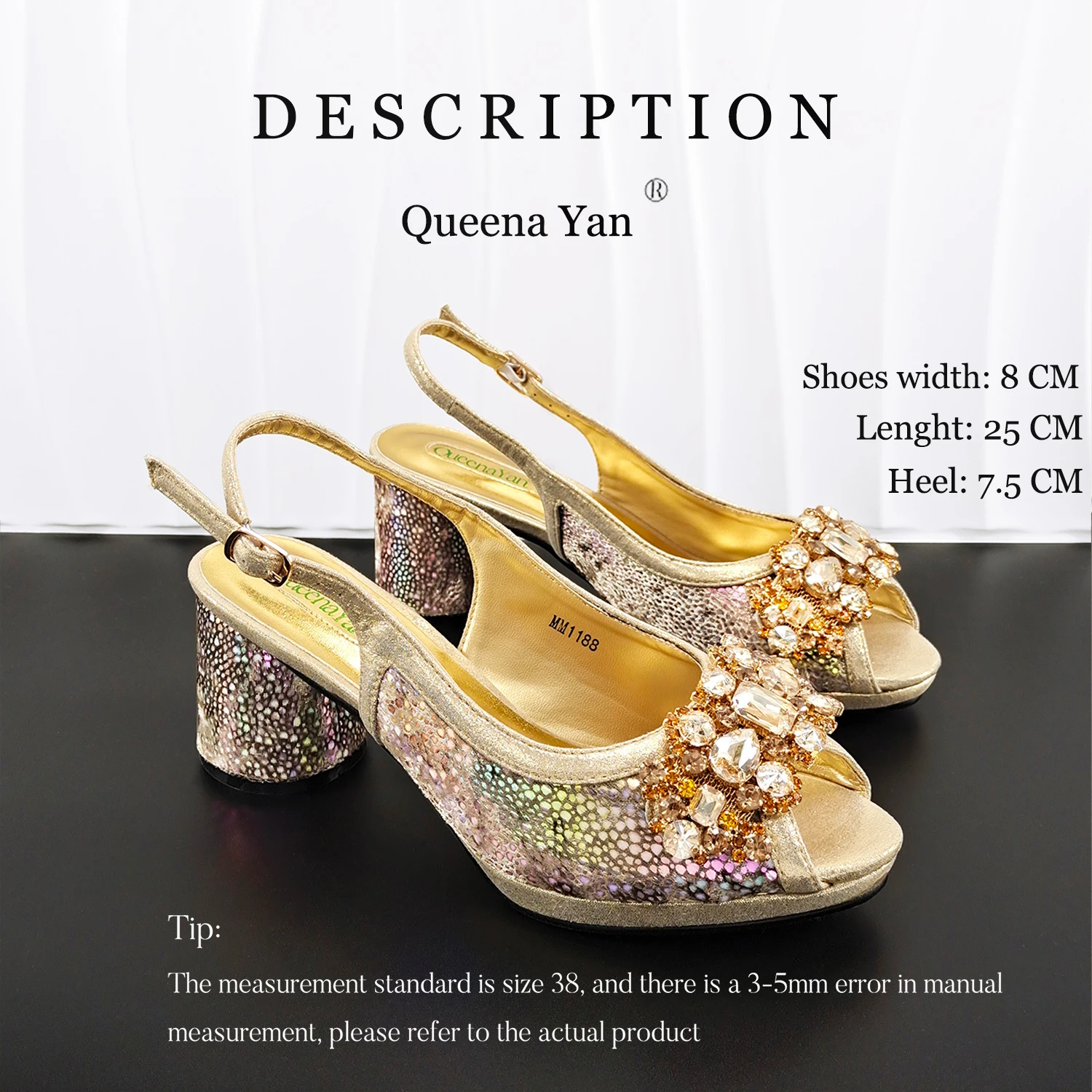 

Queean Yan Party Shoes & Bag Set: Nigeria Elegant Heel Matching HandBag for Wedding Occasions Women's High Heel Shoes