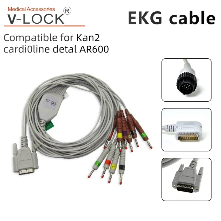 banana-40-ekgケーブルおよび、kanz-cardioline-detal-ar600-ekg装置用のリード線