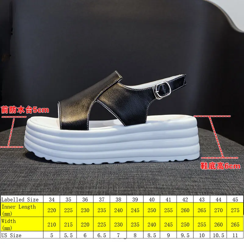 Fujin 6cm 2024 Mcrofiber Leather Sandals Platform Wedge Shoes Women Summer Slides Slippers Buckle Strap Concise Females Shoes