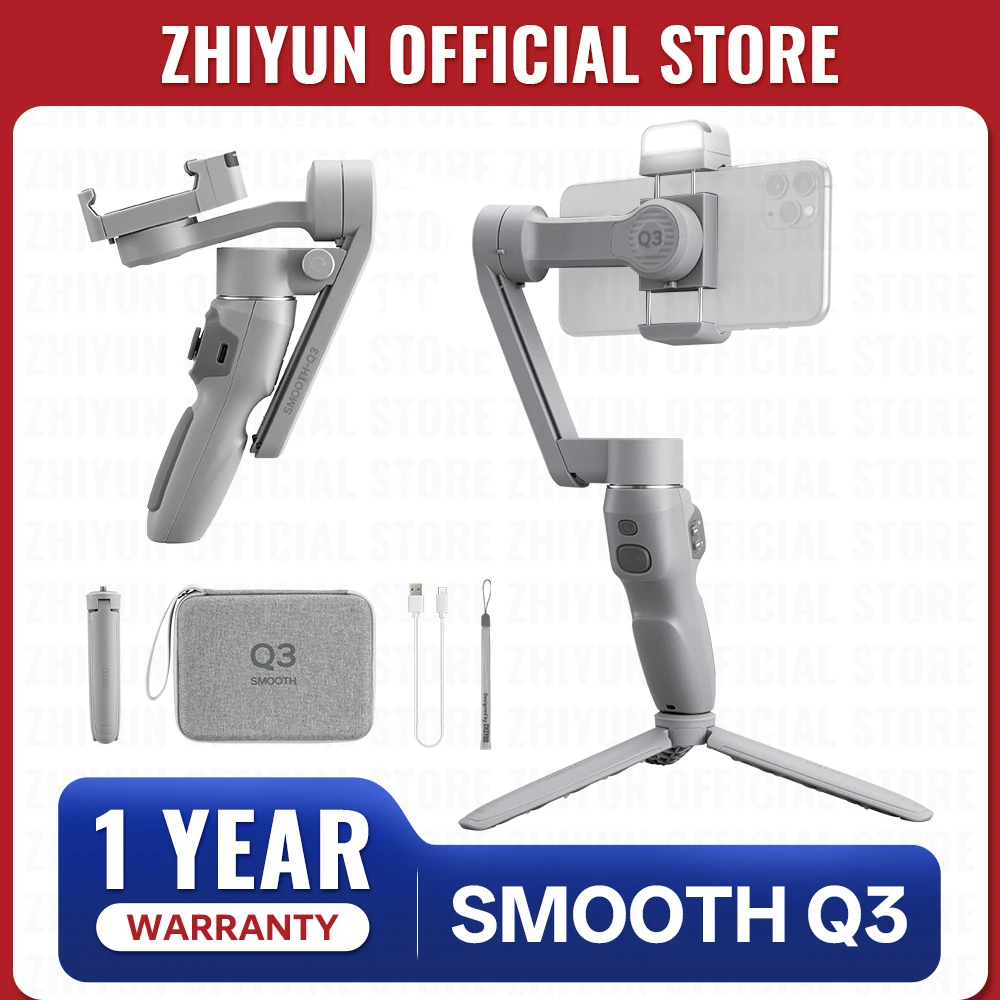 

ZHIYUN Official SMOOTH Q3 Phone Gimbal 3-Axis Smartphones Handheld Stabilizer Fill Light for iPhone 13 Android