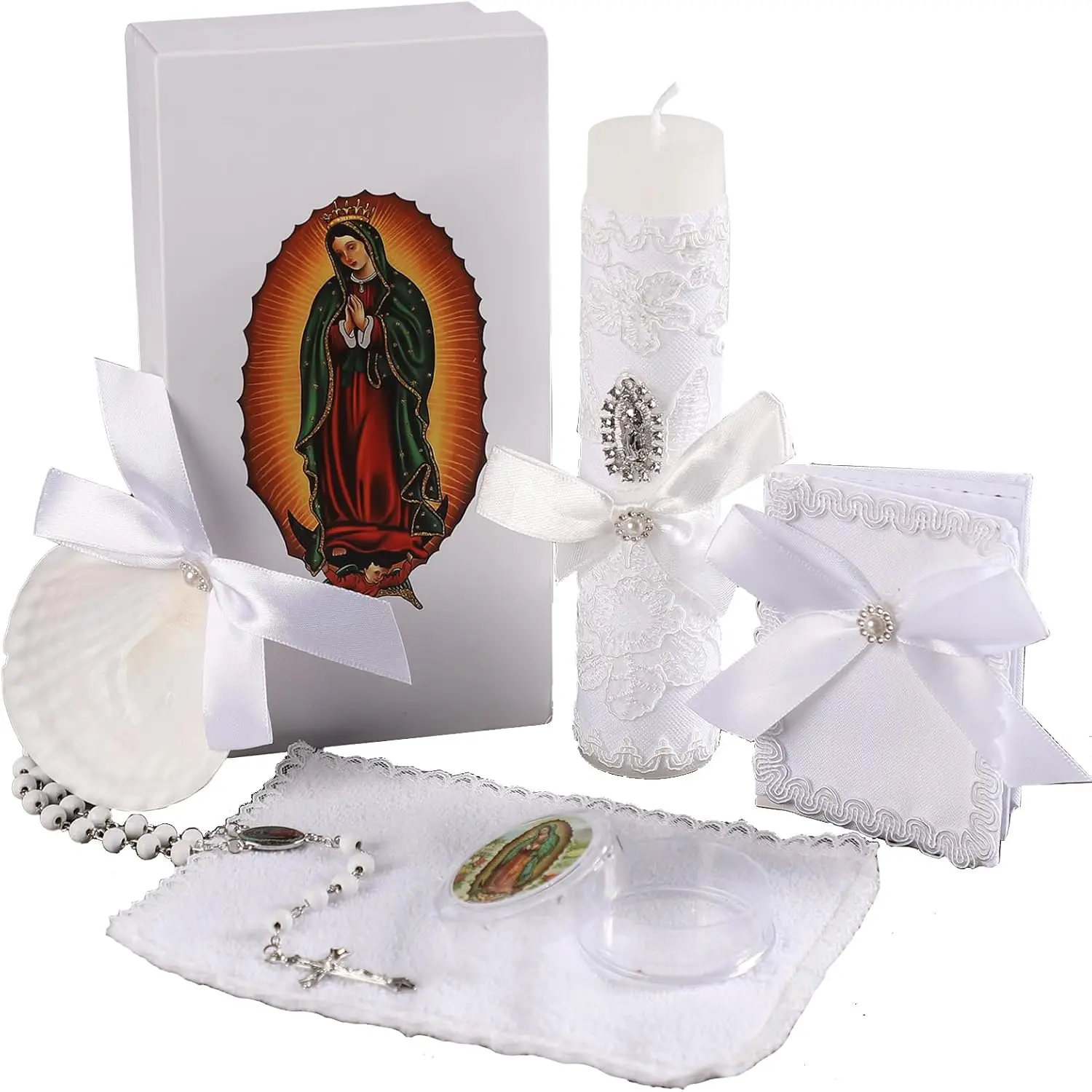 

Набор свечей для крещения для мальчиков и девочек, 5 шт., набор для крещения с католической свечой Девы Гваделупской, Крещение