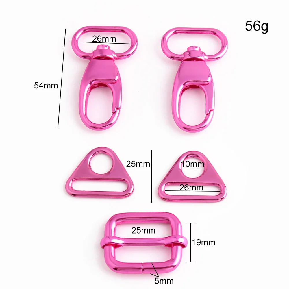 10-40-150PCS Pink Color 25MM Triangle Buckle Tri Glide Hook For Handbag Belt Bags Swivel Lobster Connector Buckle Accessories