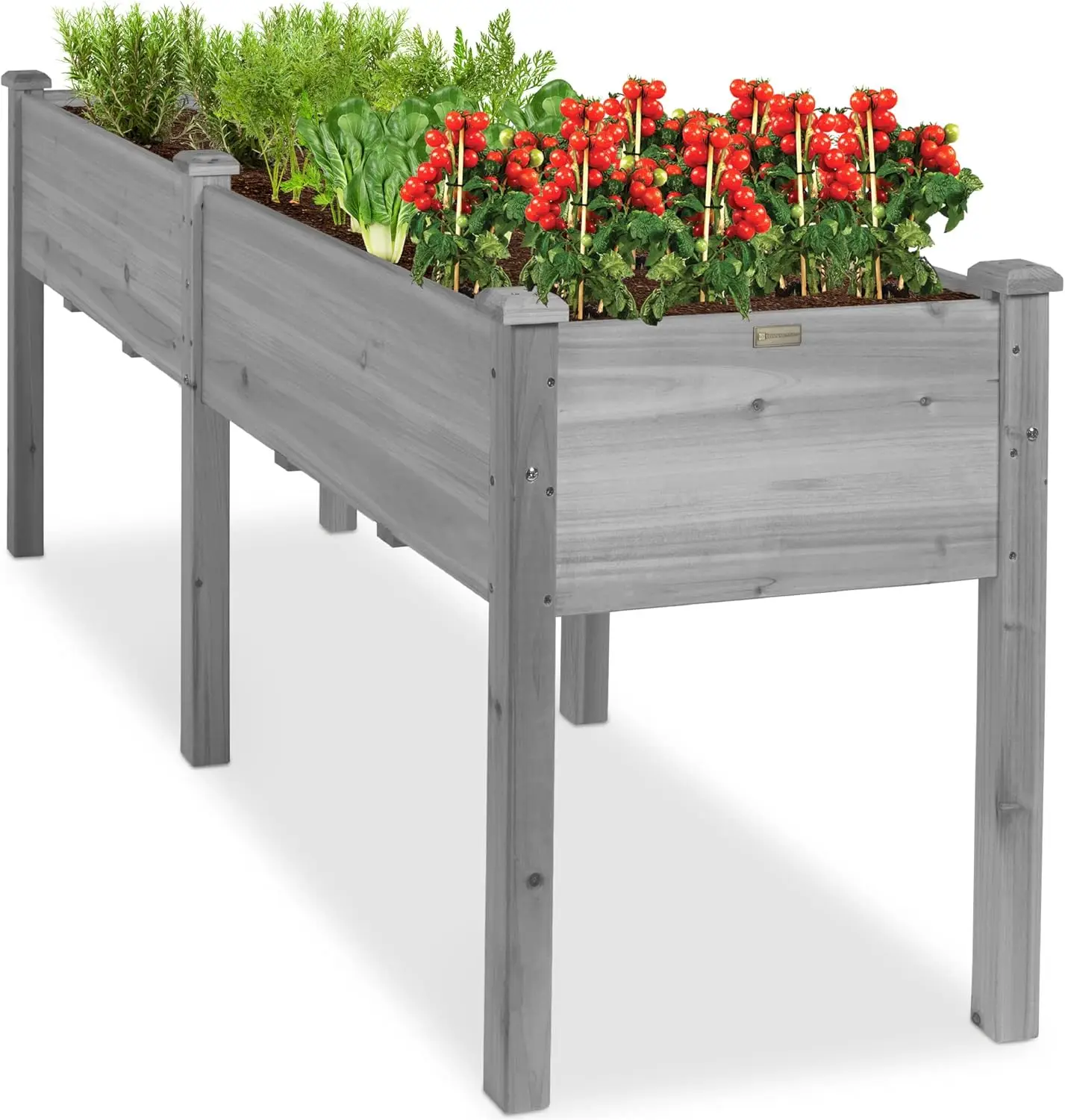 72x24x30in Wood Raised Garden Bed Planter Box with Legs for Plants