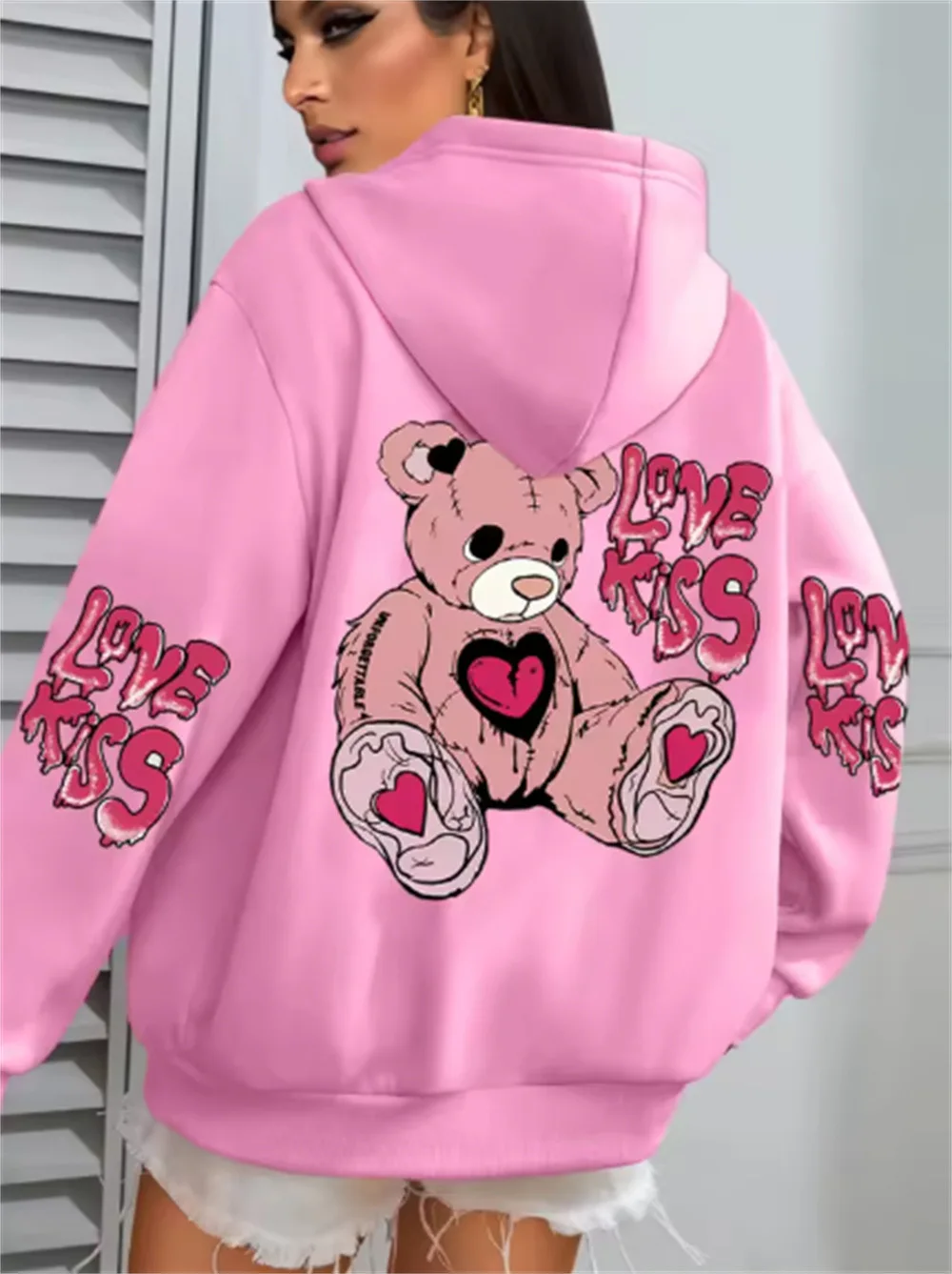 

Casual Women's hoodeds Teddy bear Letter Print Outdoor Sports Pullover Fashion Oversized and Comfortable Womens sweatshirt S-5XL