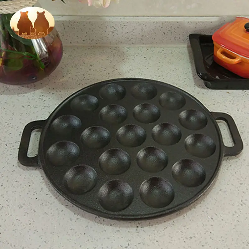 24 سنتيمتر 19 حفرة الأخطبوط الكرة الصغيرة وعاء التجارية مزدوجة الأذن جولة مقلاة خبز كرة السمك الأخطبوط حرق القالب