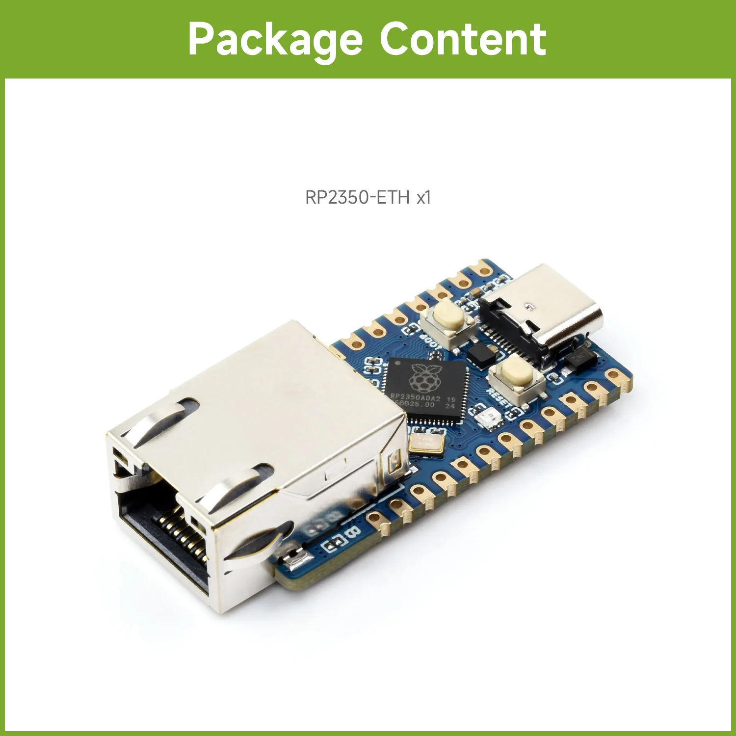 Waveshare RP2350-ETH Mini Development Board, RP2350 Ethernet Port Module, Raspberry Pi Microcontroller Development Board