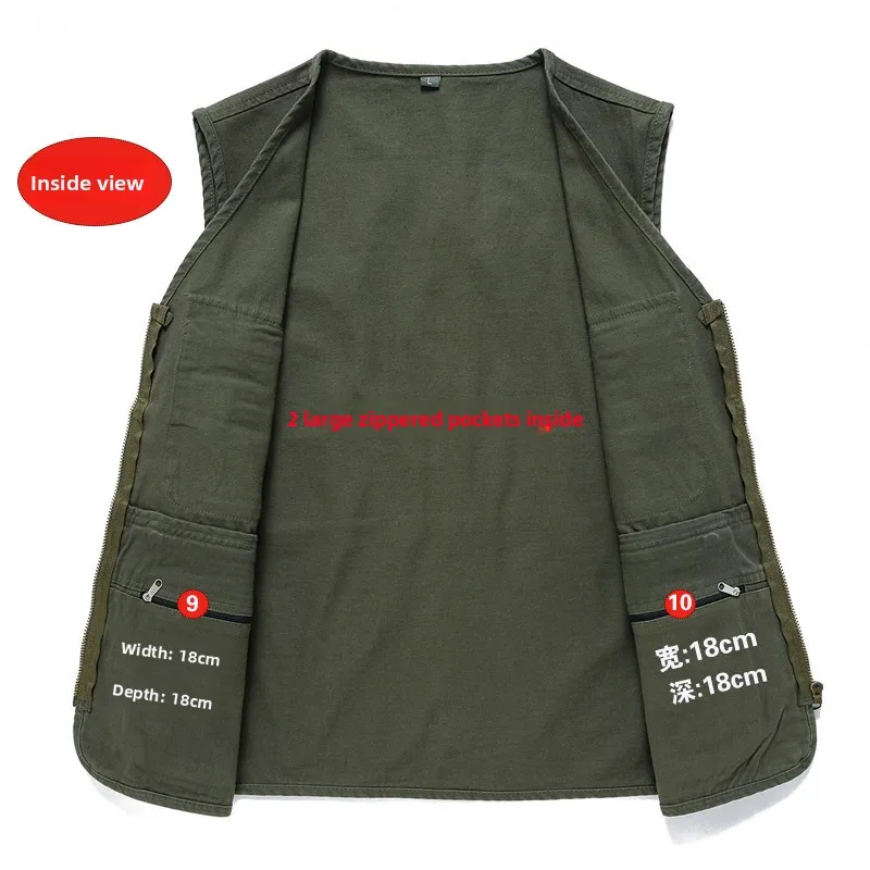 Pure Cotton Multi-pocket Vest, Outdoor Activities, Rock Climbing, Hiking, Camping, Fishing, Mountain Climbing, Traveling, Vest