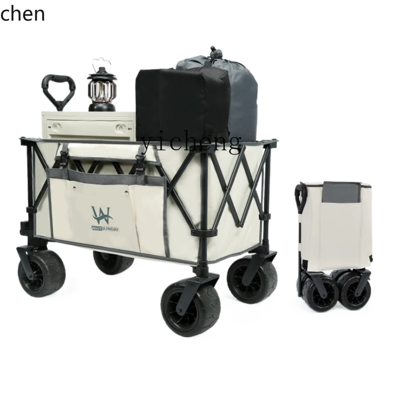 YFY  Foldable Large Push up Camp Car Outdoor Picnic Car Hand Pull Small Trailer
