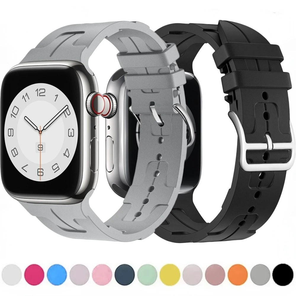 

Sport Silicone Strap for Apple Watch Band 49mm 45mm 44mm 46mm 42mm 38 40 41mm Wristband iWatch Series Ultra 10 9 8 7 6 5 4 SE 3