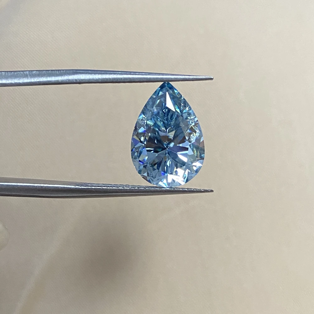 GRA VVS1 Blue Pear Cut Moissanite Diamond Stones 1ct 6ct Lab Created Gemstone