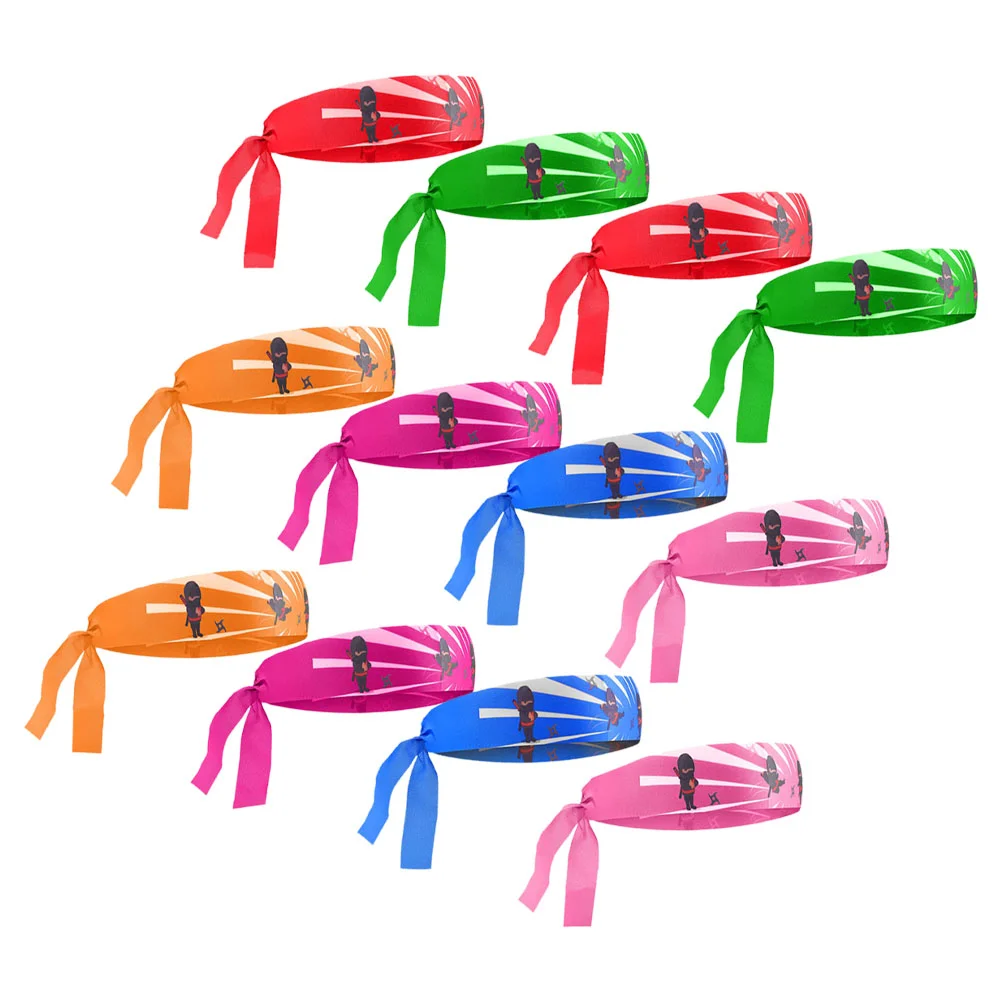 12 Pcs Ninja Headband Karate Headbands Hair Absorb Sweat Wide For Kids Reusable Cloth Child