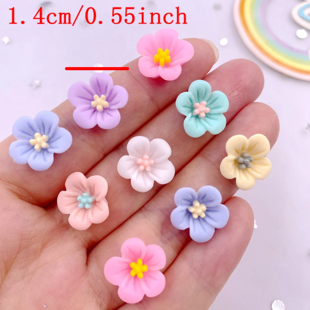 50Pcs 14mm Resin 3D Colorful Morning Glory Flower Gems Flatback Figurines Scrapbook Wedding Applique Home Decor Crafts L708