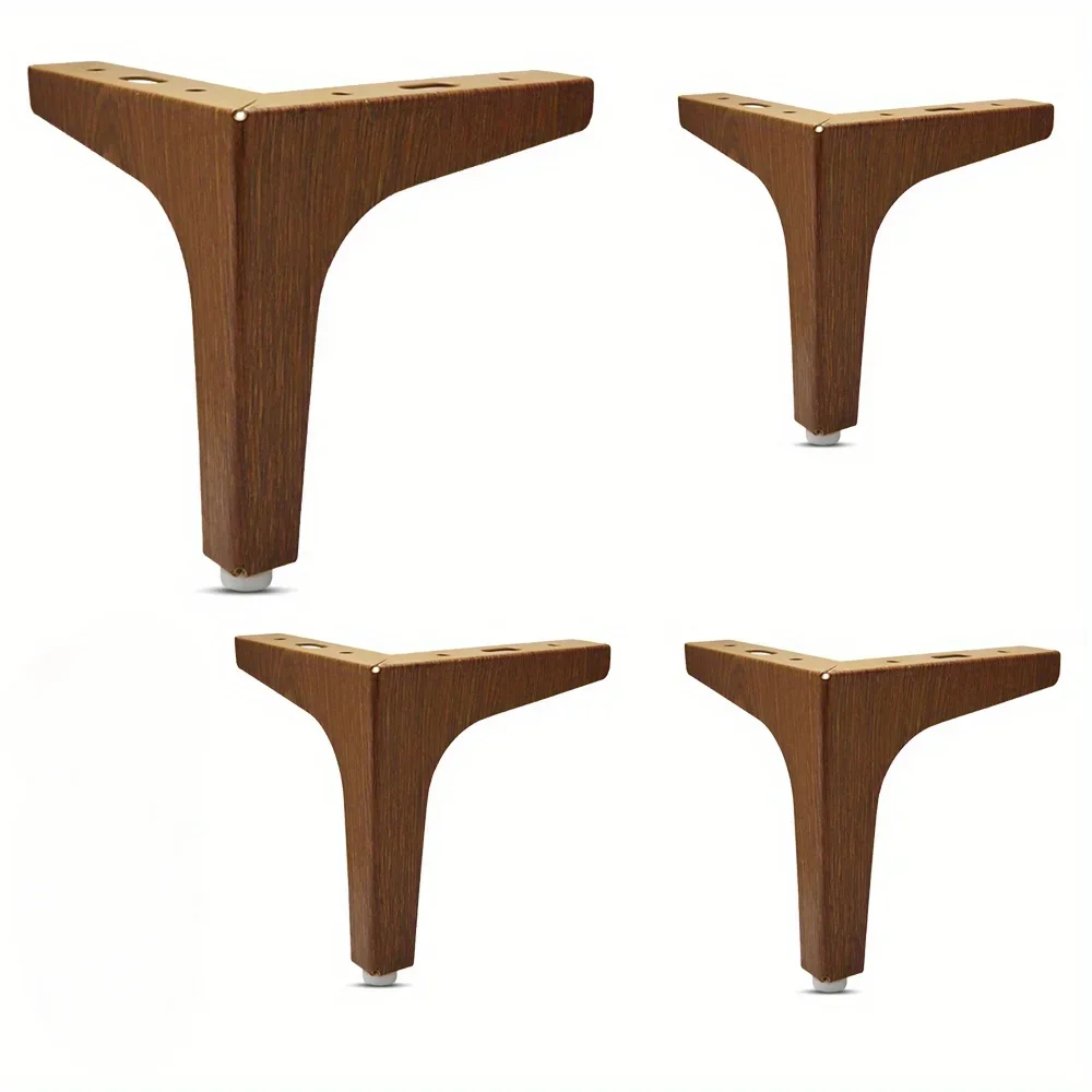 4pcs Metal Wood Grain Furniture Legs 10/15cm Walnut Color Cabinet Legs Rustic Style Simple Sofa Replacement sofa legs