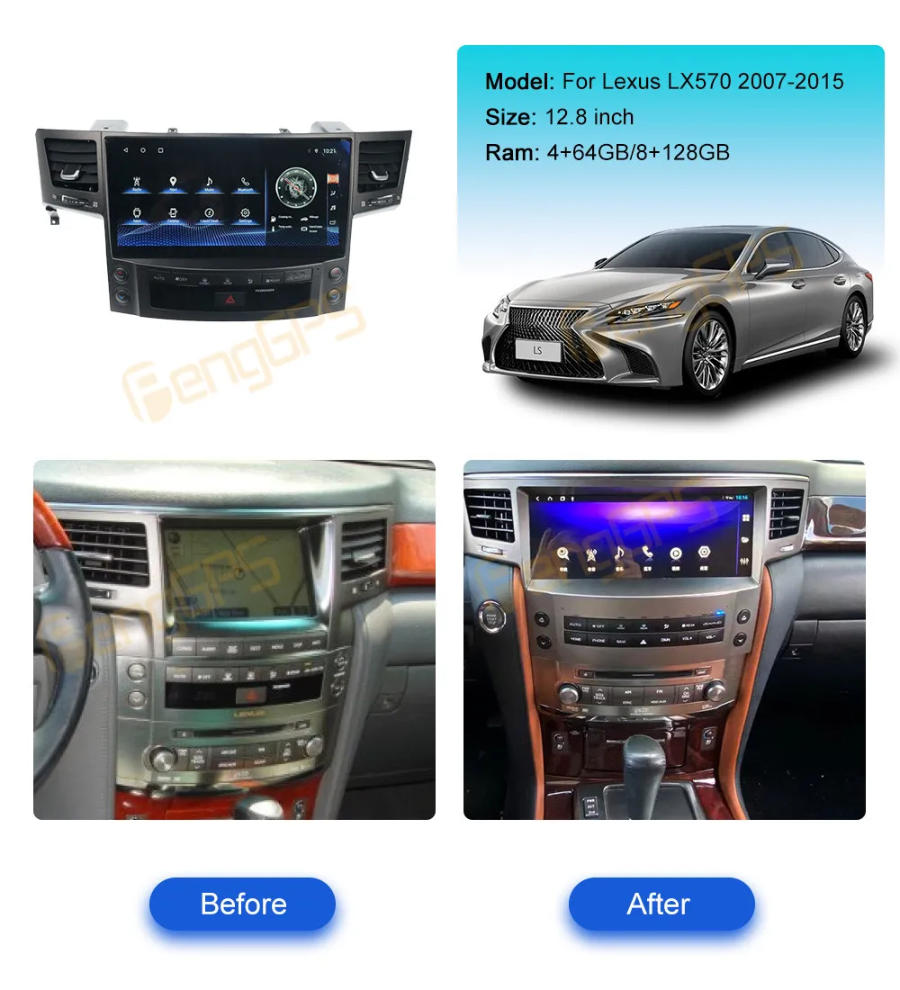 Android 13 8+128 Car Radio For Lexus LX570 2007-2015 Car Multimedia Player Stereo GPS Navigation Auto Carplay DSP Stereo BT WiFi