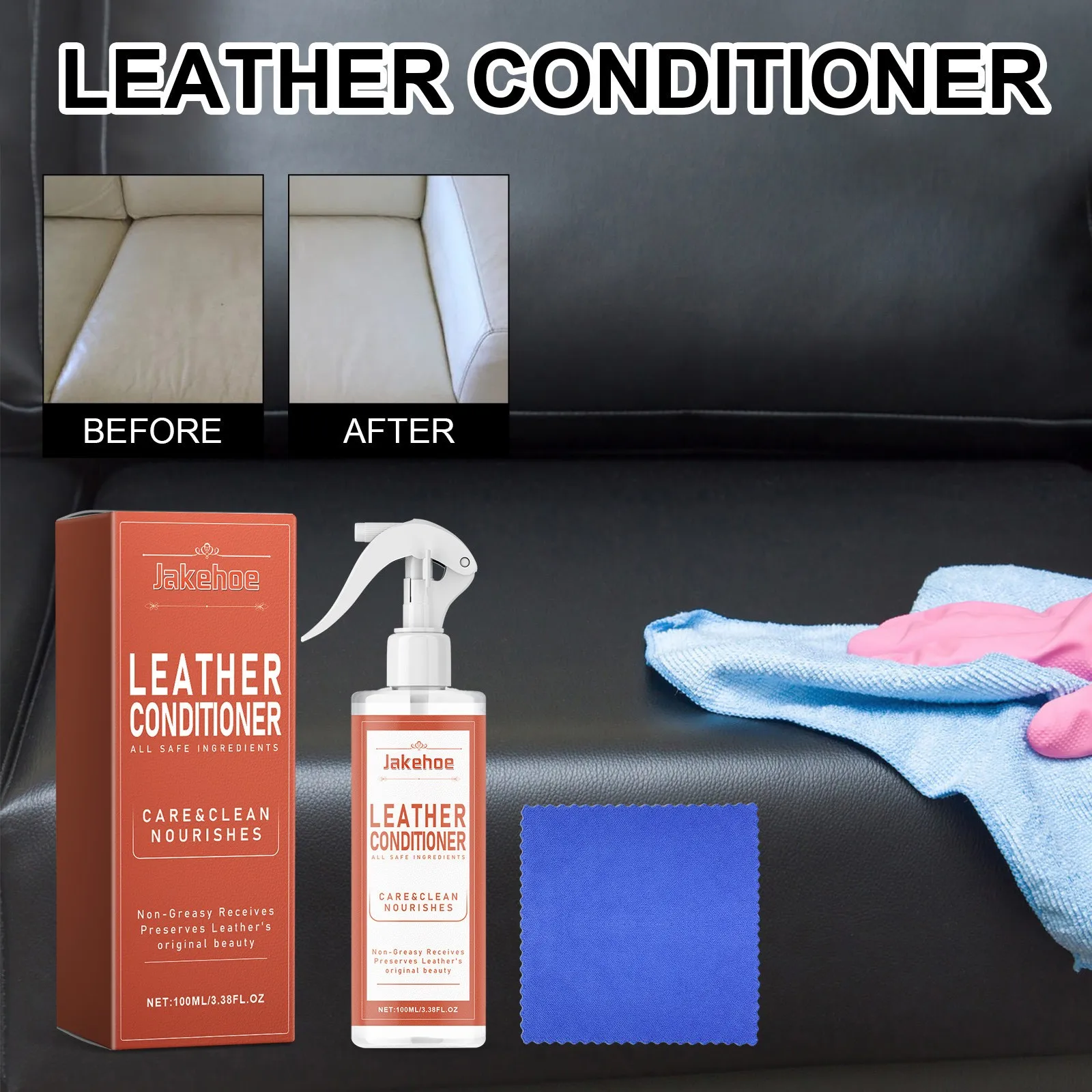 Leather Conditioner Cleaner For Couch Furniture All-Natural Leather Care Kit For Leather Couch Car Seat Apparel Boot Shoe 100ml