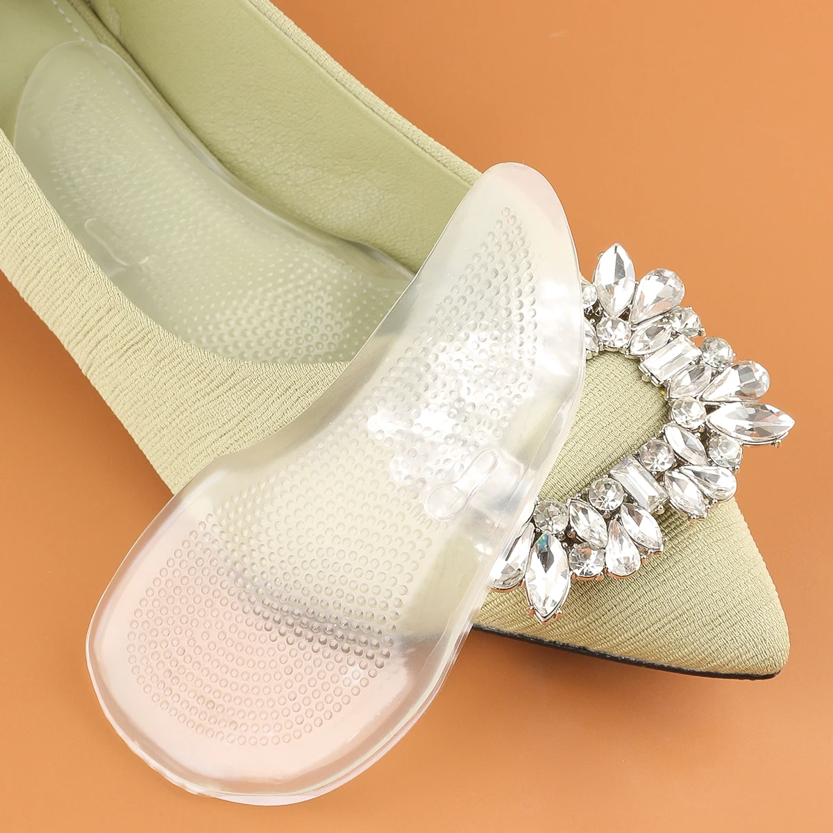 قوس دعم النعال للرجال والنساء ، أقدام مسطحة ، شفافة ، امتصاص الصدمات ، تخفيف الآلام ، التدليك ، عالية الكعب ، نصف حجم P