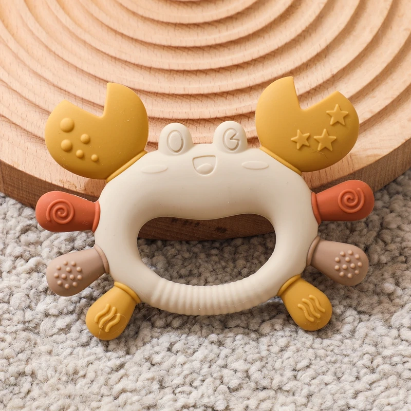 Silikon Baby Beißring Baby Spielzeug 0 bis 12 Monate BPA FREI Kauen Zahnen Spielzeug Krabbe Mehrfarbige Beißring Reborn Silikon Spielzeug geschenk – Detail 18