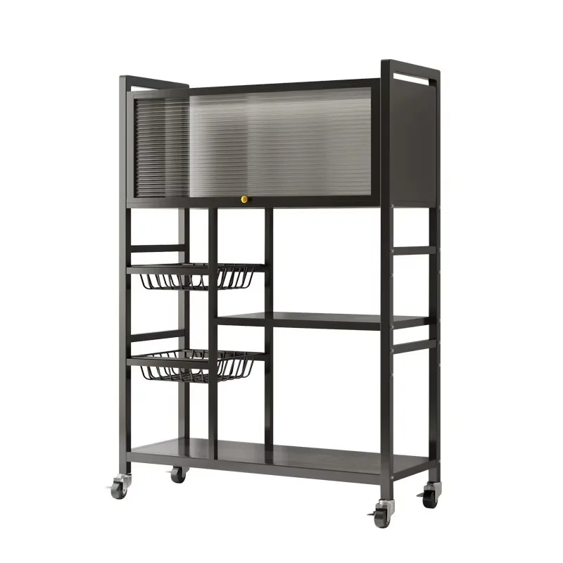 Kitchen floor-to-ceiling multi-layer fruit and vegetable pot storage rack with wheels, dust-proof and rust-proof utility cabinet