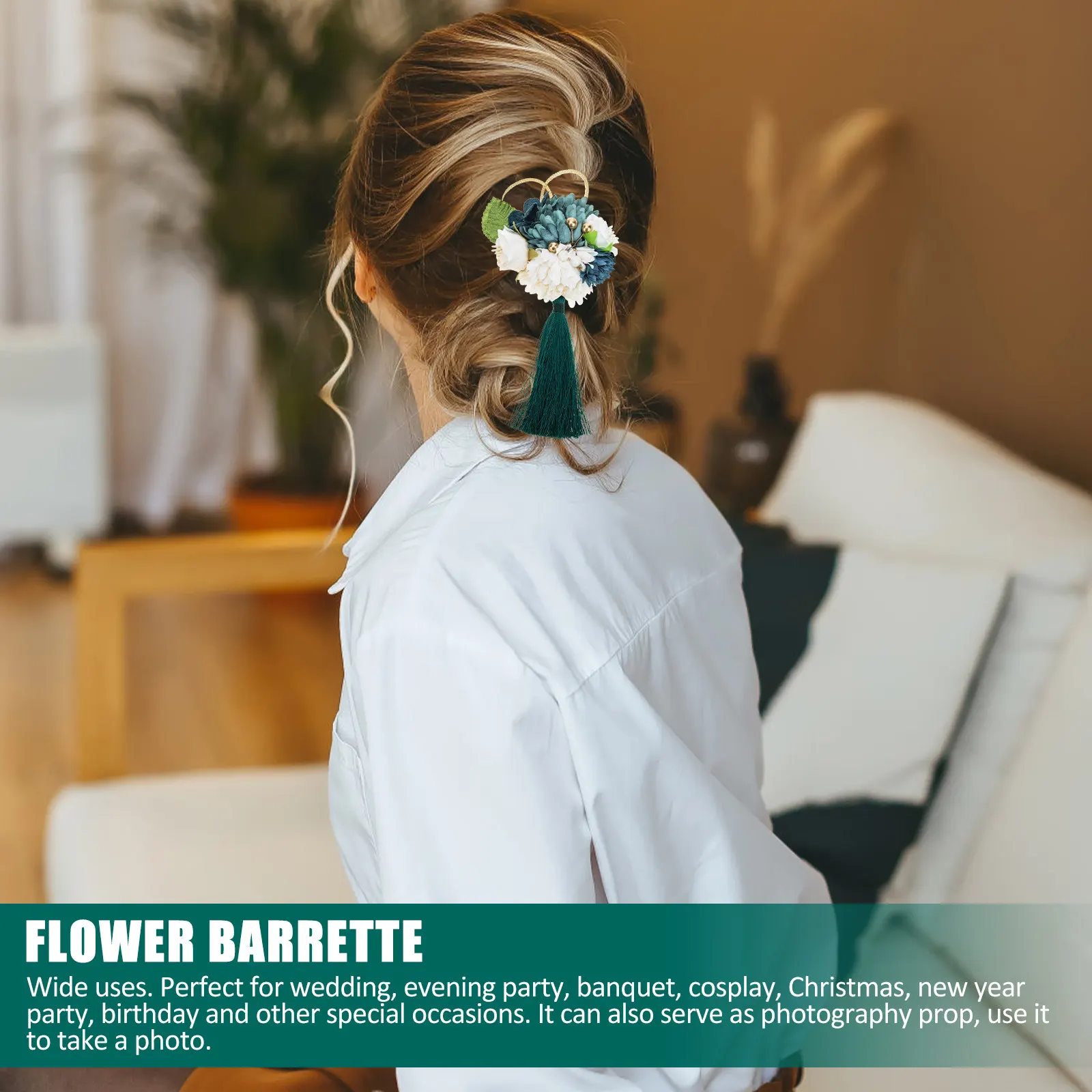 

Japanese Style Fake Silk Flower Hair Clip Hairpin Barrette Women Hair Accessory for Wedding Party Banquet Cosplay Photography