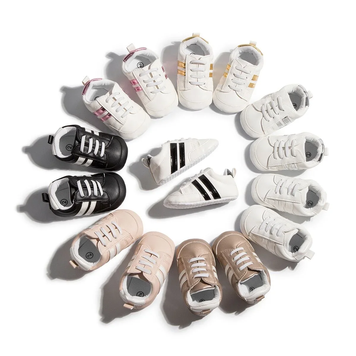 

Baby Sneakers Classical Sport Soft Sole PU Leather Shoes Streaks Multi-Color First Walker Newbor Baby Boy Girl Shoes