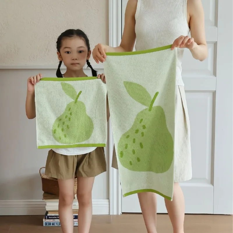 2pcs Cute Fruit Fresh Style Water Absorbent Towel High Density Skin Friendly Soft Household Face Bath Towel