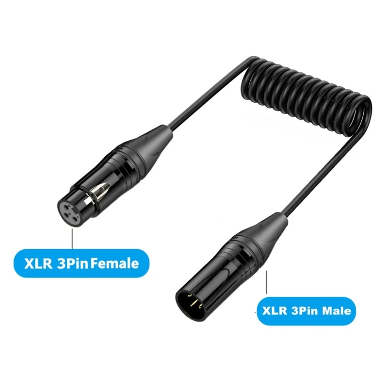 Cavo uditivo retrattile a molla da 3 pin maschio a femmina da 3 pin Trasmissione trasparente