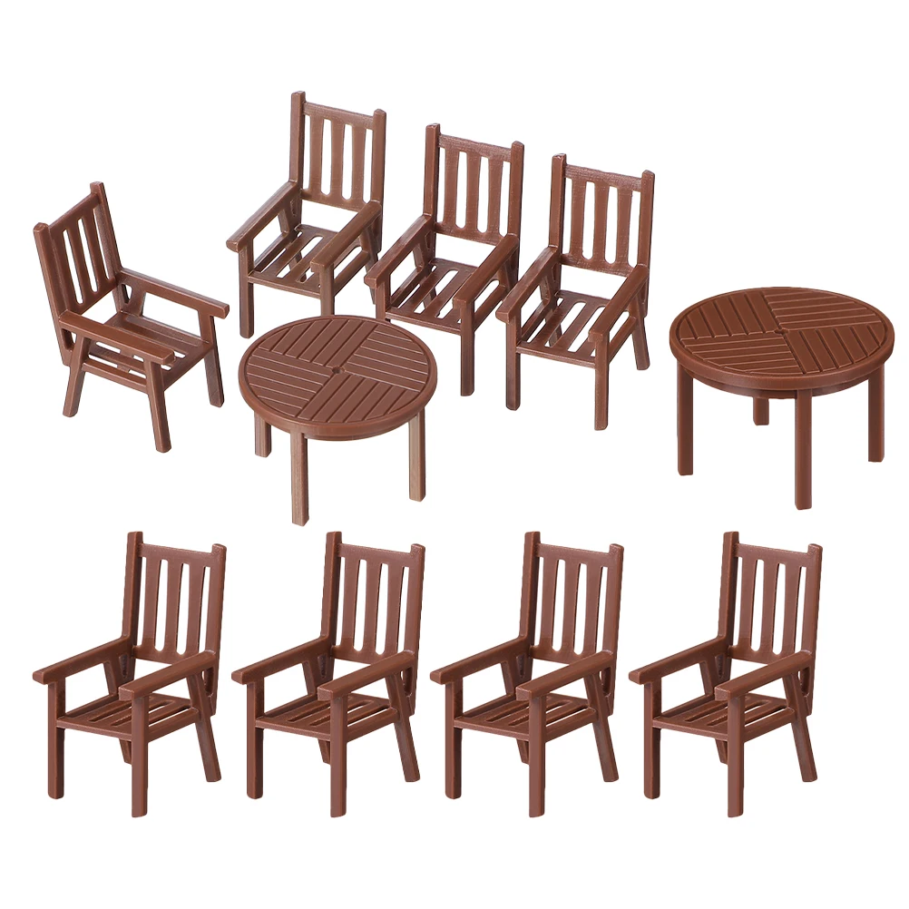 

Miniature Table Chair Set 2 Sets Plastic Mini Chairs Dollhouse Kitchen Decor Supplies Model Scenery Props Tiny Furniture
