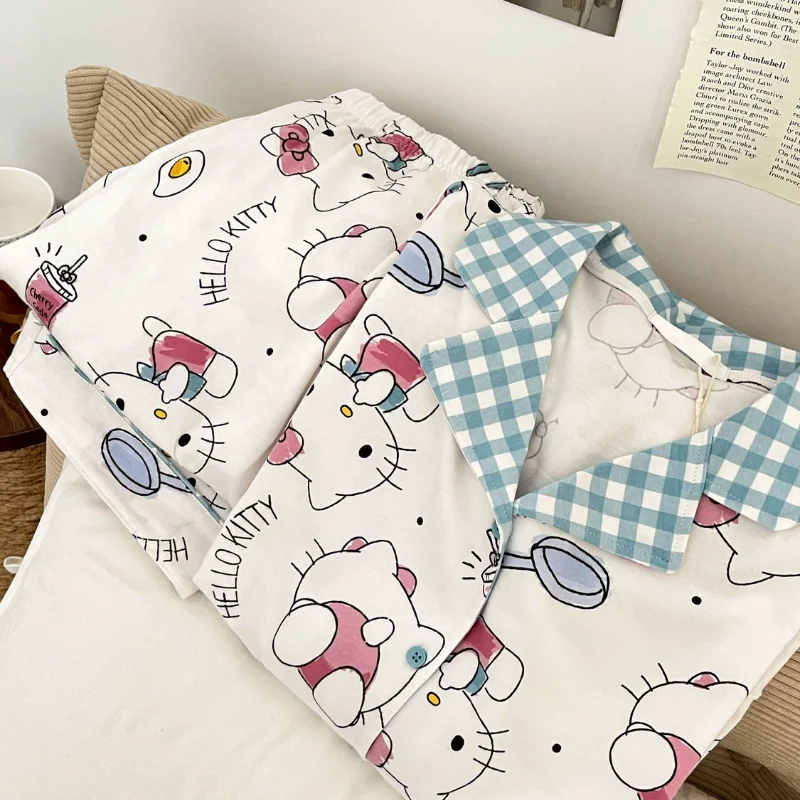 

Sanrio Hello Kitty женские пижамные комплекты для сна Kawaii мультфильм весна осень брюки с длинными рукавами студенческая одежда для сна домашняя одежда