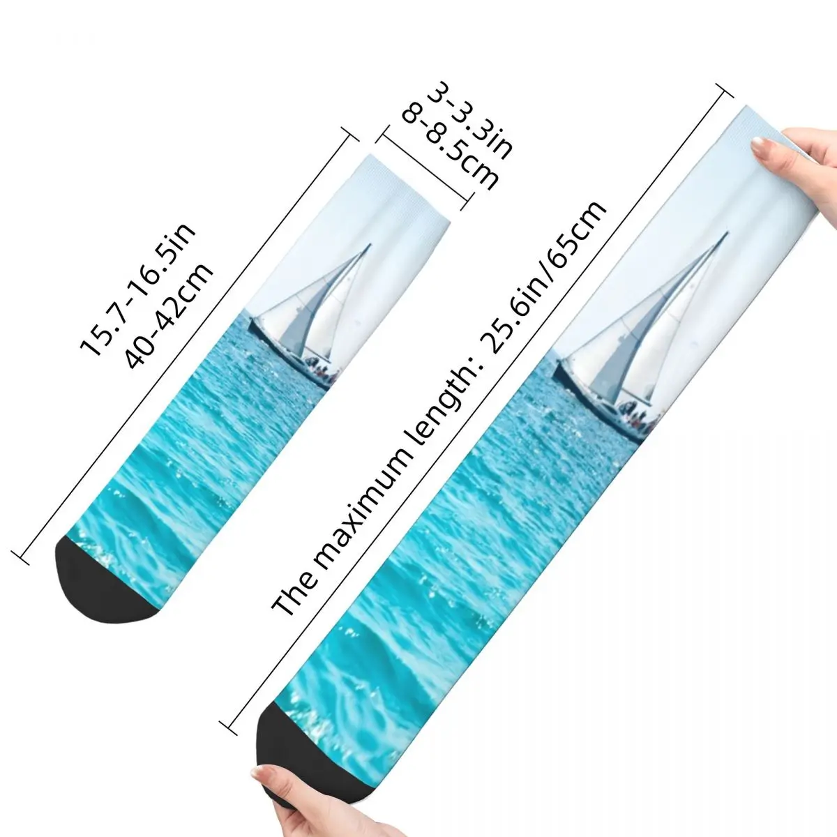 Two Sailboat Socks Beautiful Water Landscape Bed Modern Mid Stockings Large Chemical Fiber Funky Teenage Socks