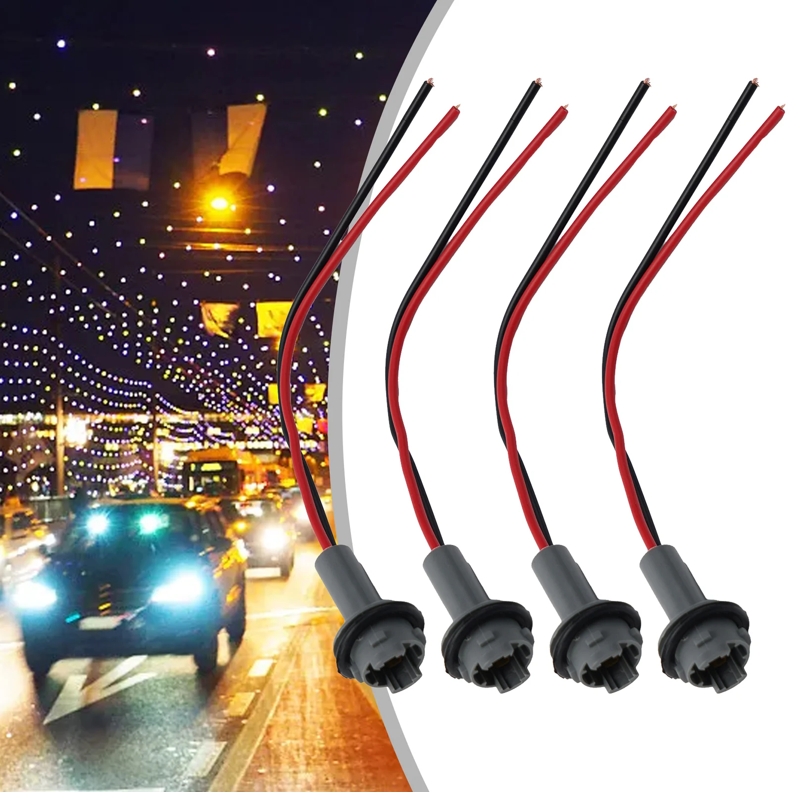 4pcs Lamp Holder T15 Lamp Holderrr Connectorrr Sockettt Bulb Bundle PigTail Rubber Wedge LED For T15 Lamp Holder Car Accessories