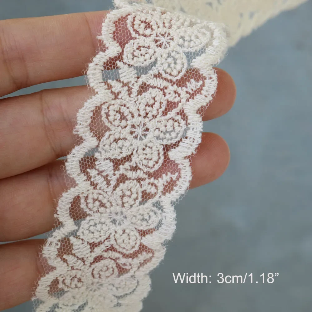 

100yards beige embroidered cotton lace trimmings DIY water soluable embroidery ribbons and trims for sewing Home Craft supplies