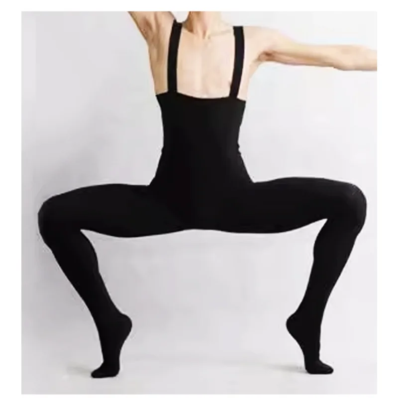 ‌Mens Ballet Unitard High Waist Tights Nylon Dance Wear Suspenders Training Bodysuit Professional Performance Costume