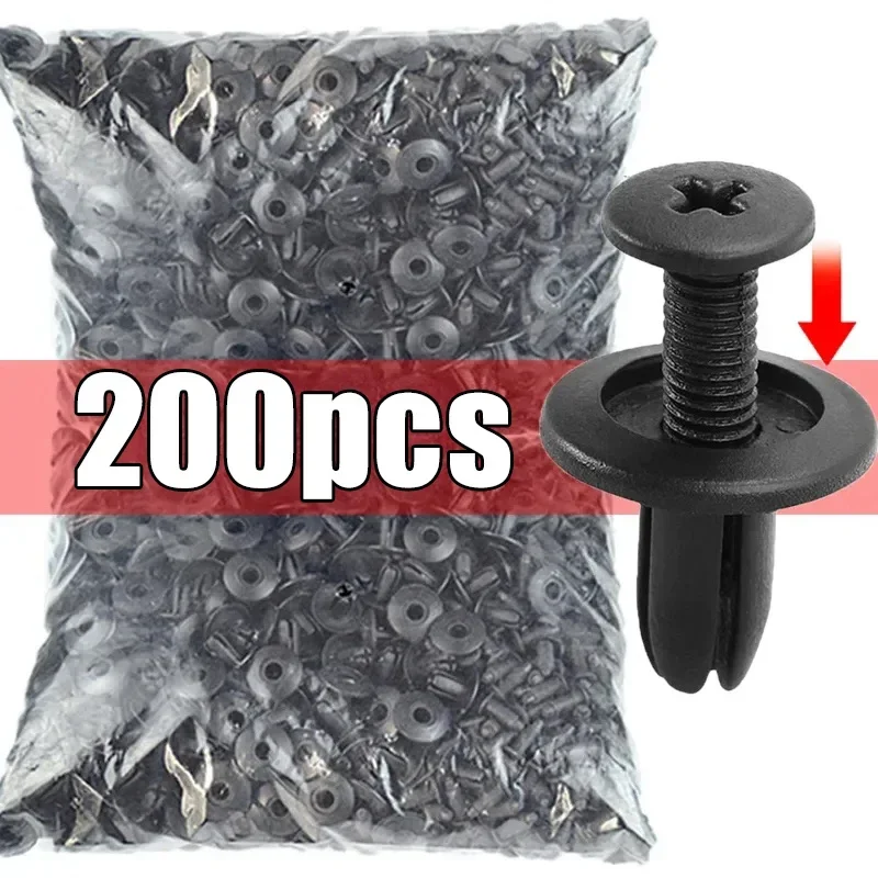 10-200pcs 8mm Plastic Rivets Fasteners Screw Car Bumper Fender Black Rivet Car Fastener Clips for Toyota Focus Kia Nissan Yamaha