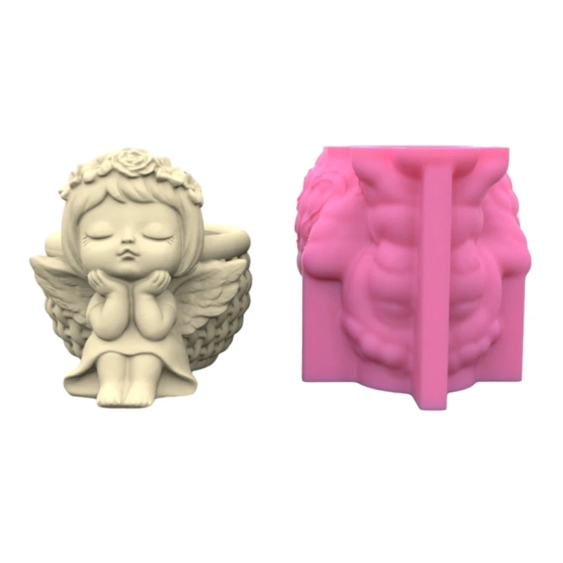 Wreath Girl Vase Silicone Mold Scented Cement Ornament Homemade DIY Flower Pot Mould Pen Holder Resin Molds Craft