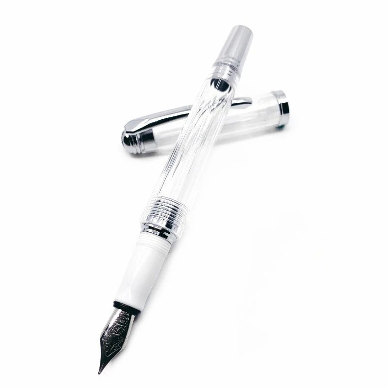 

ASAP Premium Taiwan New-MONTREUX Clear Resin Fountain Pen Silver Blade F 0.5MM Nib School Supplies Calligraphy Pens for Writing