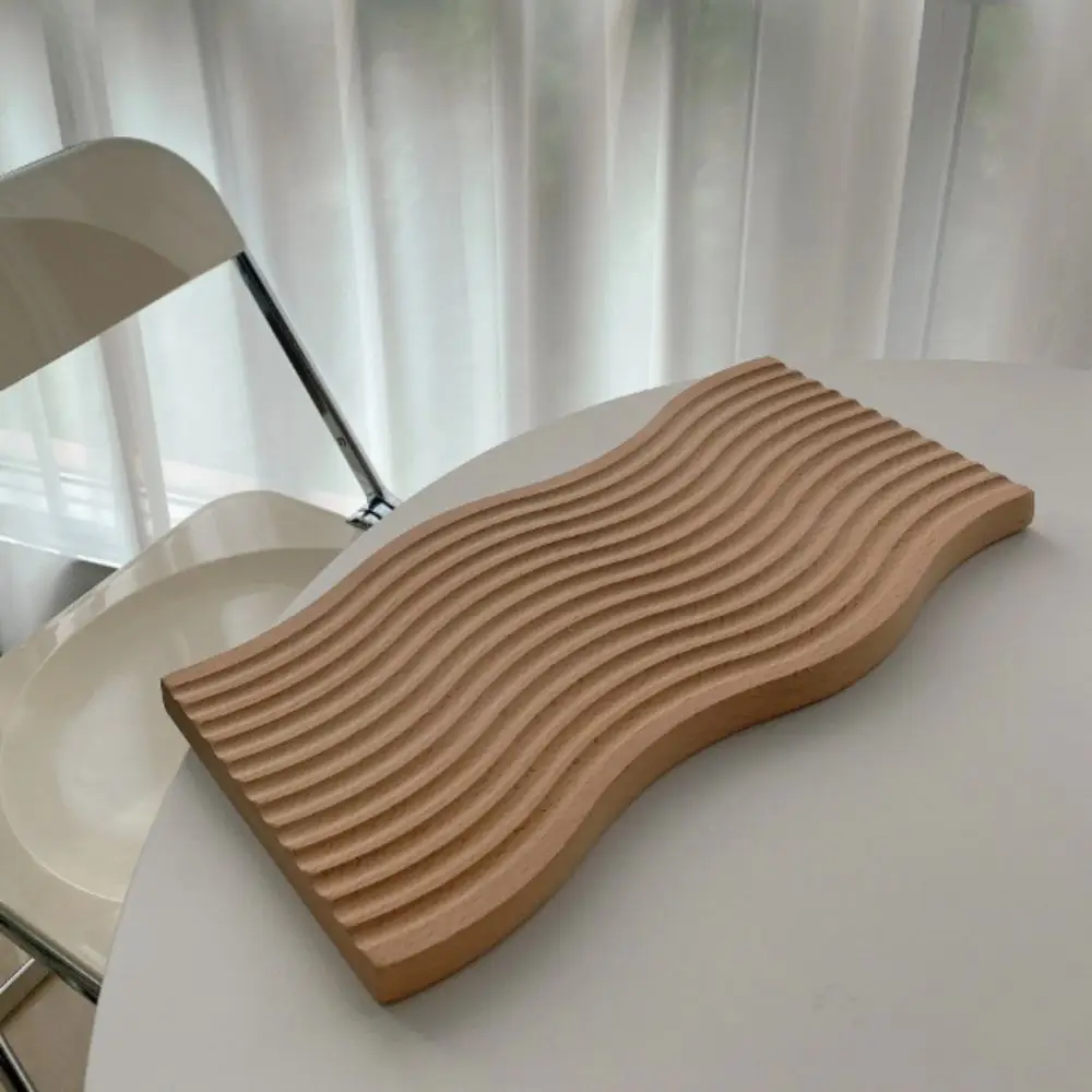 

Wooden Plate Wooden Tray Wavy Design Simple Design Tea Tray Modern Style High-end Quality Fruit Tray Entrance Decor