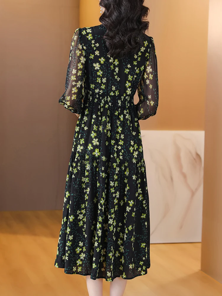 Robe de soirée florale noire pour femmes, robe de Rhlongue, robe de soirée vintage coréenne, batterie éducative élégante, robe de soirée de luxe chic, été, nouveau, 2024