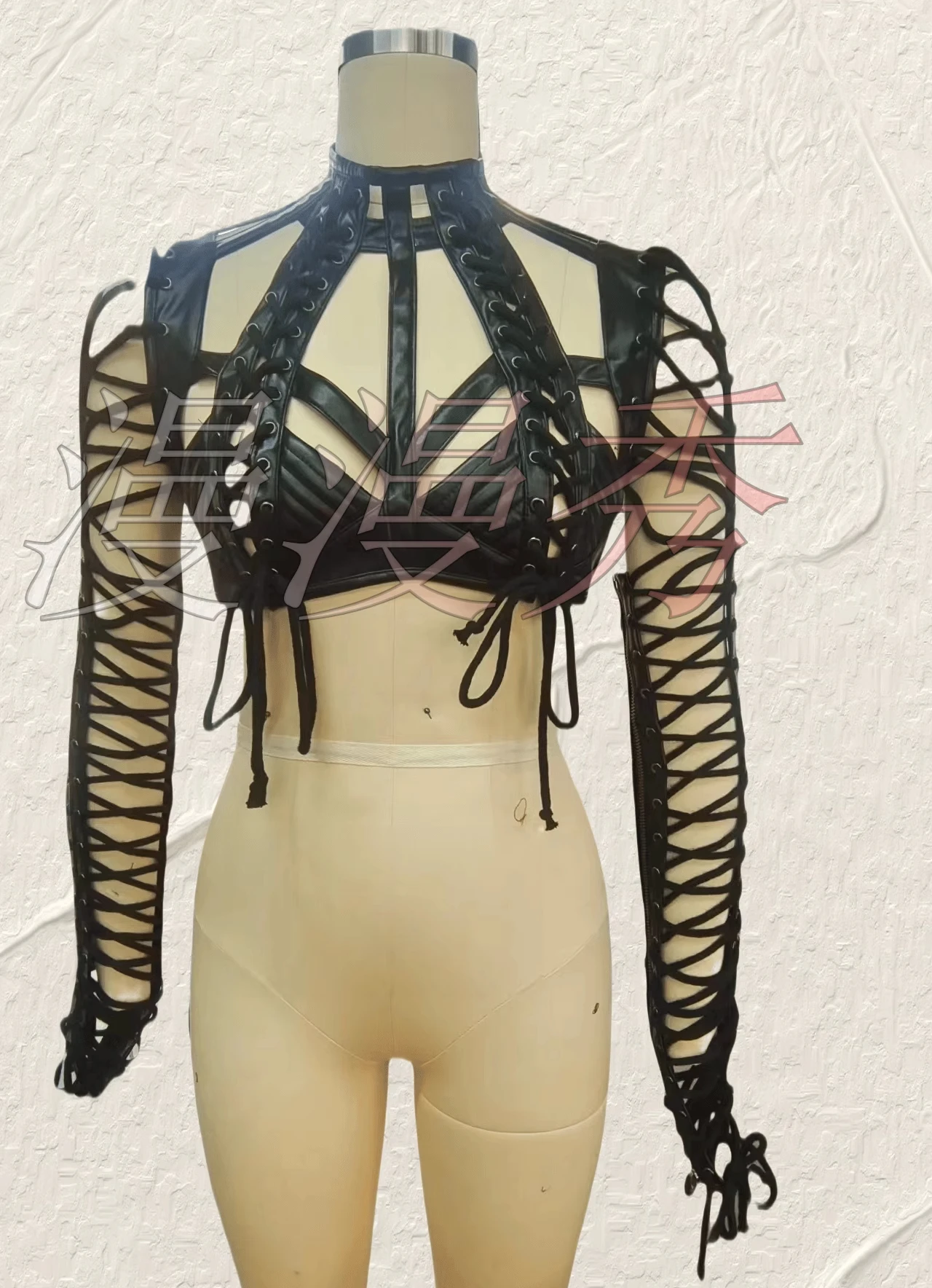 Nowy zestaw skórzanych pasków w stylu gotyckim z wydrążoną diamentową skórzaną krótką spódniczką punkową GOGO strój taneczny Skórzany zestaw klipsów do paska