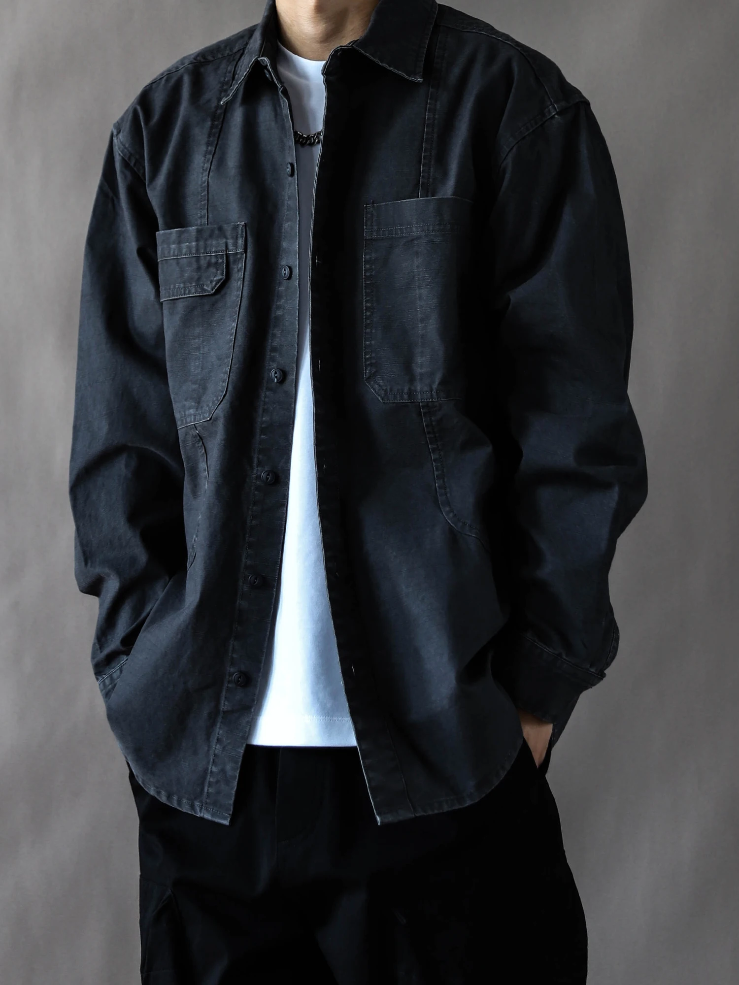 

Мужская повседневная рубашка в американском ретро-стиле, весенне-осенняя, свободного кроя, рабочая одежда, куртка в стиле милитари, с длинными рукавами, хлопковая, зеленая.