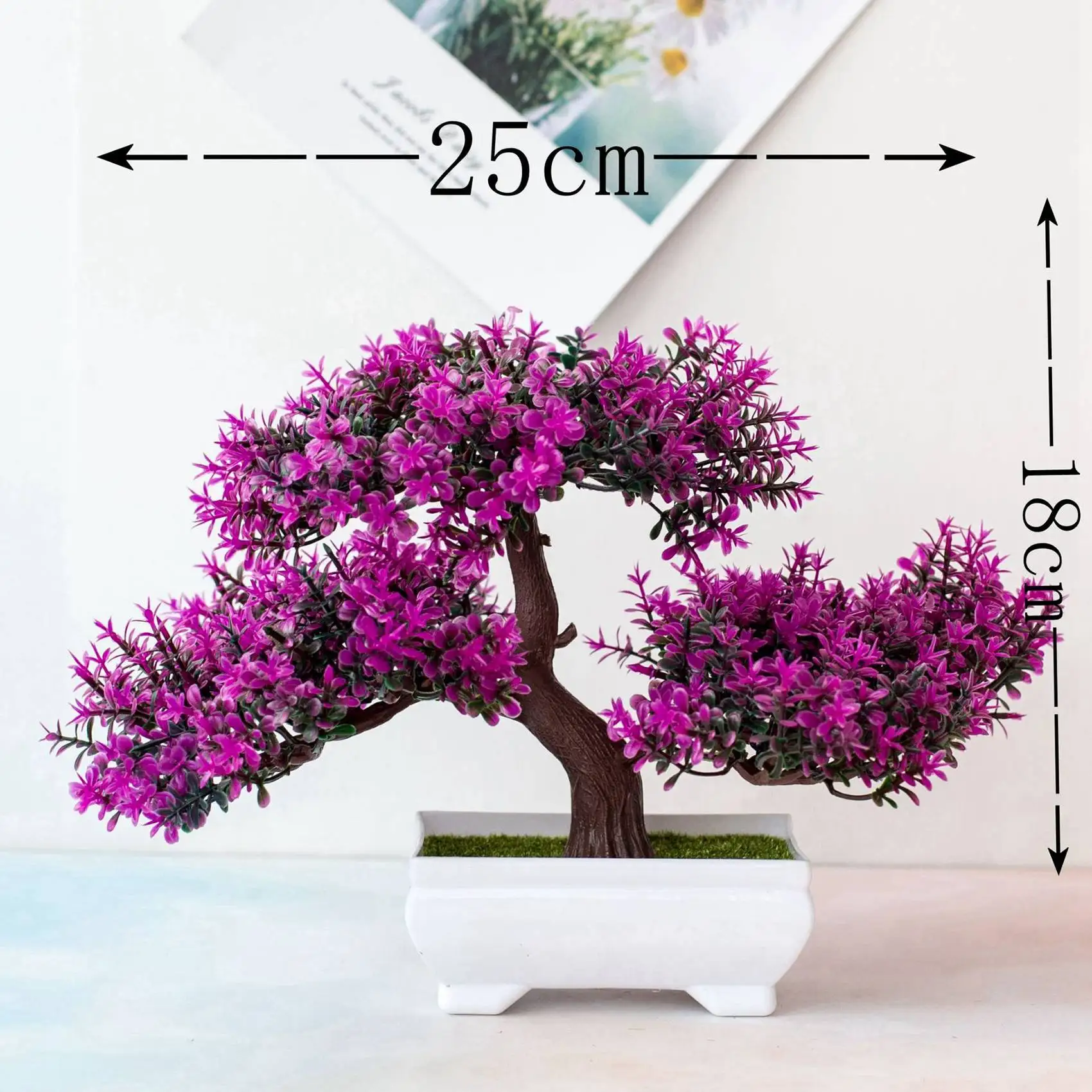 Bonsái de plantas artificiales, árbol pequeño, maceta, plantas falsas, flores, bonsái falso en maceta para el hogar, mesa de habitación, decoración de jardín de Hotel A