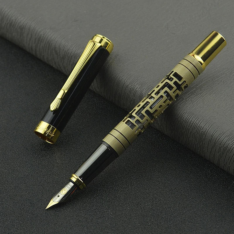 

Retro Metal Hollow Iridium Fountain Pen 0.7mm Nib Teacher Student Writing Practice Pen Business Office Signature Pen