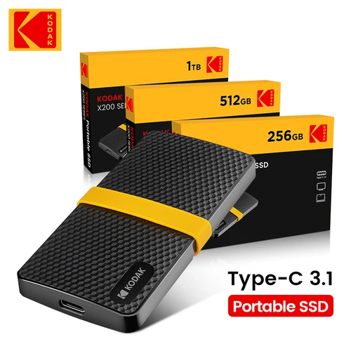 Imagen 2 del producto Colección AliExpress Kodak X200 SSD portátil 2TB 1TB USB 3,1 tipo C unidad externa disco duro 512GB 256GB unidad de estado sólido