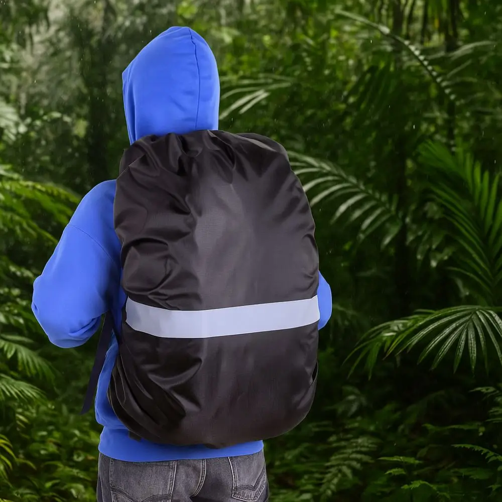 

Double Buckle Reflective Rain Cover Adjustable Oxford Cloth Waterproof Backpack Cover Elastic Outdoor Bag Cover Outdoor Camping